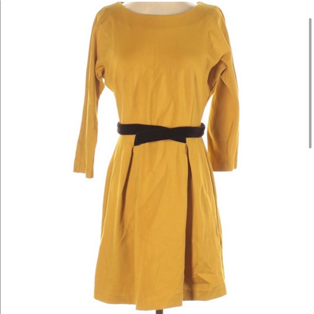 Anthropologie Girls from Savoy Fluted Goldenrod Dress